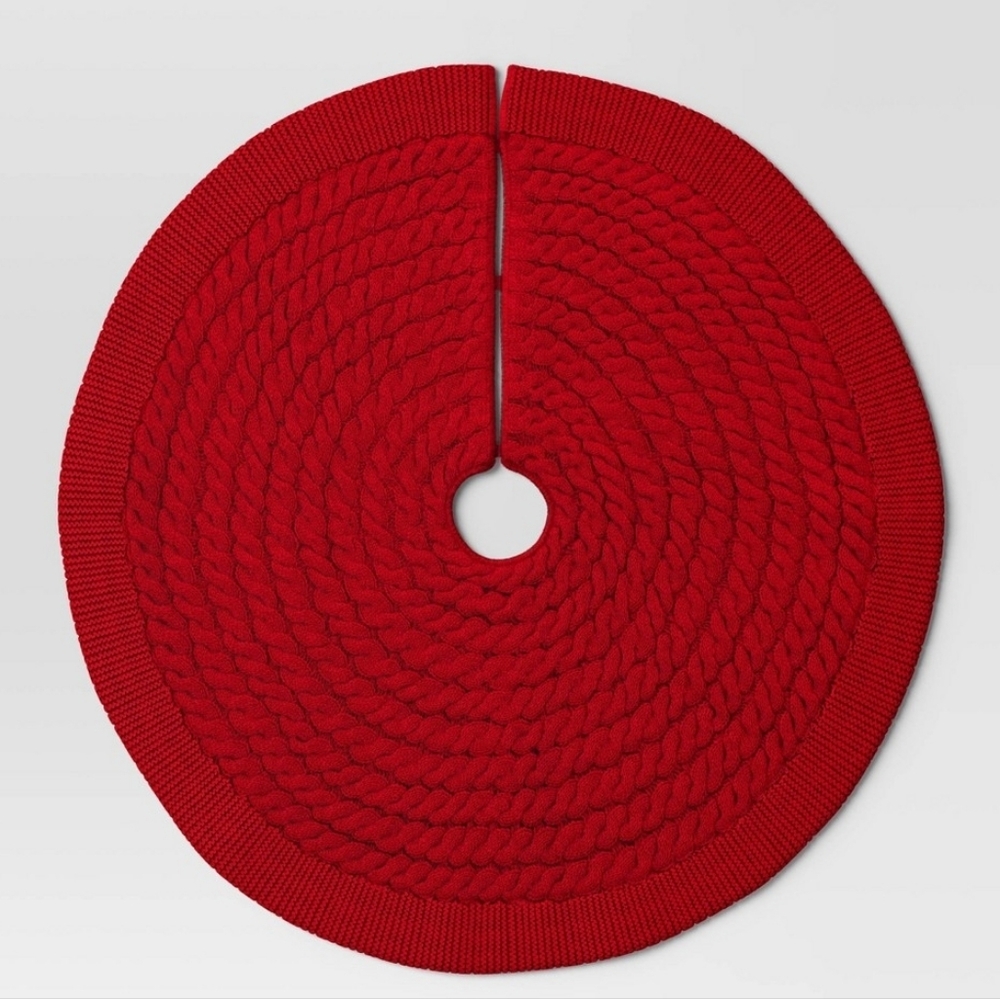 Target Wondershop 48" Christmas Centric Cable Knit Tree Skirt Red NWT